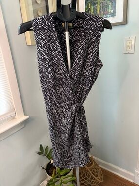 VTG Limited America Blue & White Polka Dot Wrap Dress